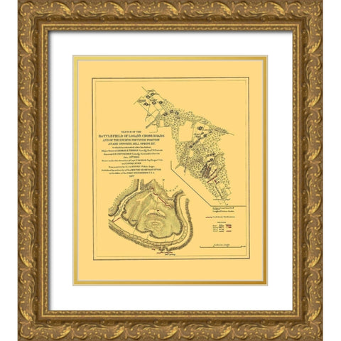 Battlefield of Logans Cross Roads - Ruger 1877 Gold Ornate Wood Framed Art Print with Double Matting by Ruger