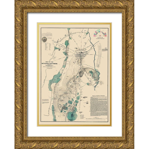 Battlefield of Gettysburg Pennsylvania - Lloyd Gold Ornate Wood Framed Art Print with Double Matting by Lloyd