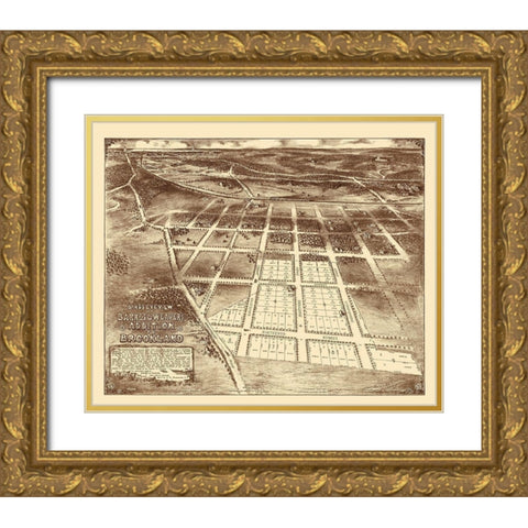 Brookland Washington DC - Barnes 1895 Gold Ornate Wood Framed Art Print with Double Matting by Barnes
