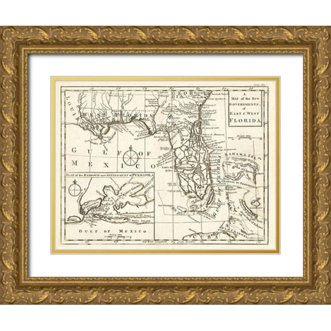 Florida - Gibson 1763 Gold Ornate Wood Framed Art Print with Double Matting by Gibson