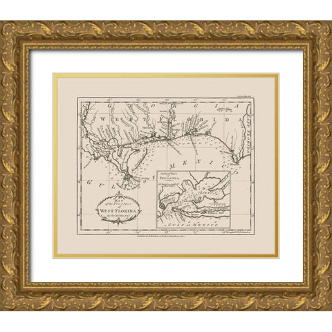 West Florida - Kitchin 1781 Gold Ornate Wood Framed Art Print with Double Matting by Kitchin