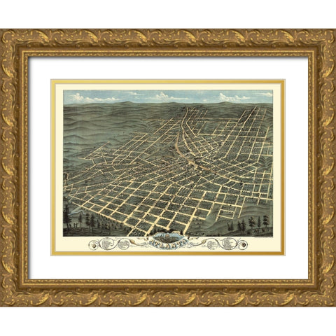 Atlanta Georgia - Ruger 1871 Gold Ornate Wood Framed Art Print with Double Matting by Ruger