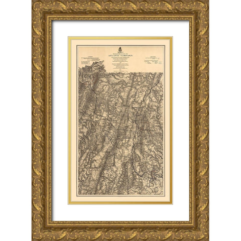 Atlanta Georgia Campaign - Ruger 1875 Gold Ornate Wood Framed Art Print with Double Matting by Ruger