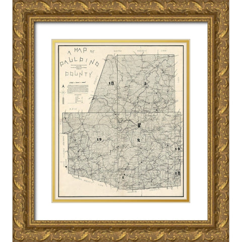 Paulding County Georgia - West 1896 Gold Ornate Wood Framed Art Print with Double Matting by West