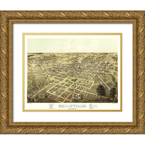 Belleville Illinois - Ruger 1867 Gold Ornate Wood Framed Art Print with Double Matting by Ruger
