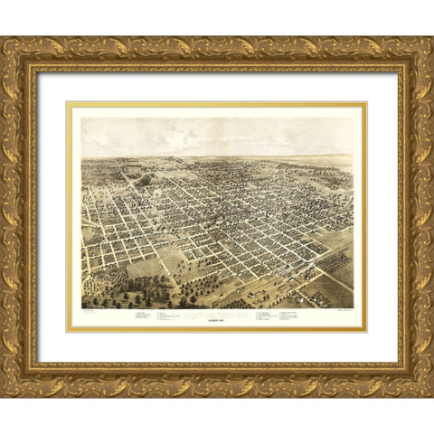 Bloomington Illinois - Ruger 1867 Gold Ornate Wood Framed Art Print with Double Matting by Ruger