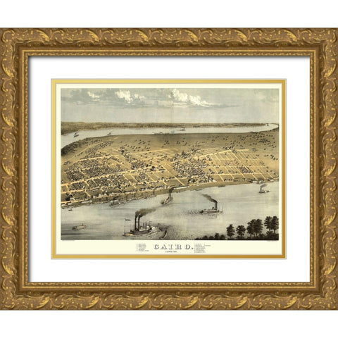 Cairo Illinois - Ruger 1867 Gold Ornate Wood Framed Art Print with Double Matting by Ruger