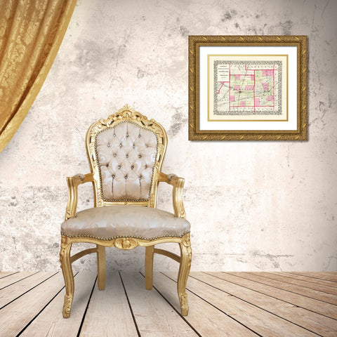 Champaign Vermillion Illinois - Campbell 1850 Gold Ornate Wood Framed Art Print with Double Matting by Campbell