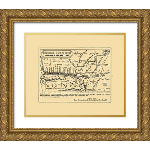 Missouri Illinois Railway - Thomas 1863 Gold Ornate Wood Framed Art Print with Double Matting by Thomas