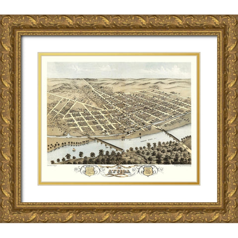 Attica Indiana - Ruger 1869 Gold Ornate Wood Framed Art Print with Double Matting by Ruger