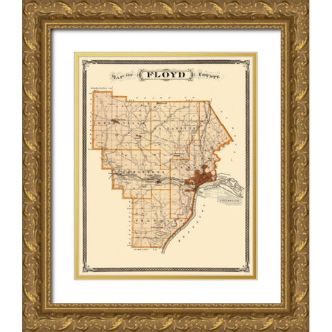 Floyd Indiana Landowner - Andreas 1876 Gold Ornate Wood Framed Art Print with Double Matting by Andreas