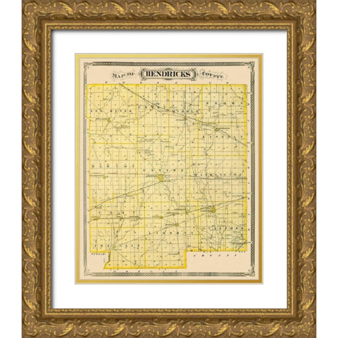 Hendricks Indiana Landowner - Andreas 1876 Gold Ornate Wood Framed Art Print with Double Matting by Andreas