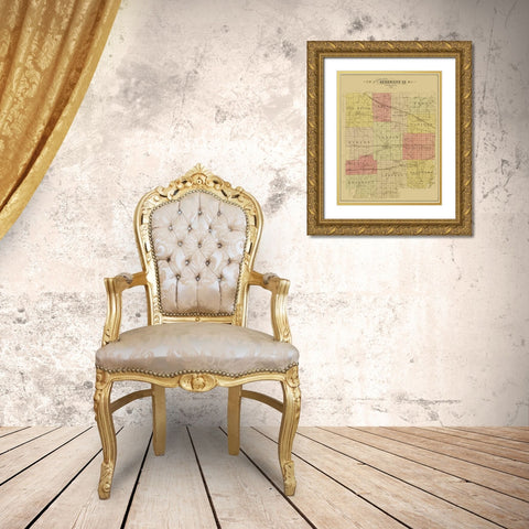 Hendricks Indiana - Ogle 1904 Gold Ornate Wood Framed Art Print with Double Matting by Ogle