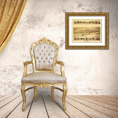 Tell City Indiana - Strobridge 1870 Gold Ornate Wood Framed Art Print with Double Matting by Strobridge