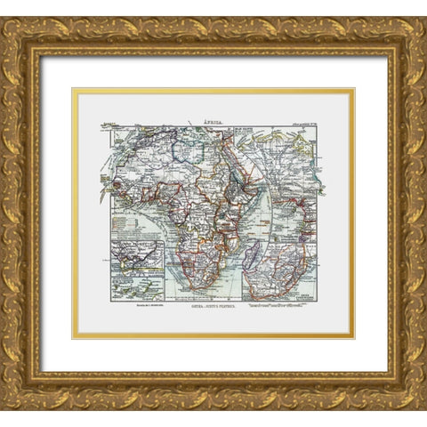 Africa - Perthes 1921 Gold Ornate Wood Framed Art Print with Double Matting by Perthes