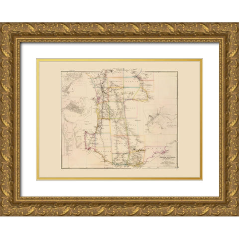 Australia Western Colony - Arrowsmith 1844 Gold Ornate Wood Framed Art Print with Double Matting by Arrowsmith
