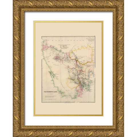 Australia Van Diemens Land Tasmania Gold Ornate Wood Framed Art Print with Double Matting by Arrowsmith