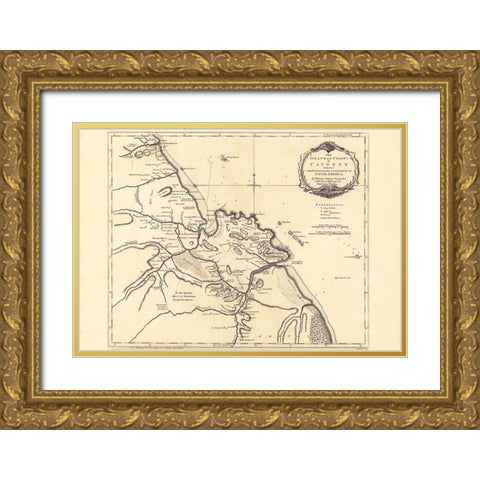 South America Cayenne French Guiana - Jefferys Gold Ornate Wood Framed Art Print with Double Matting by Jefferys