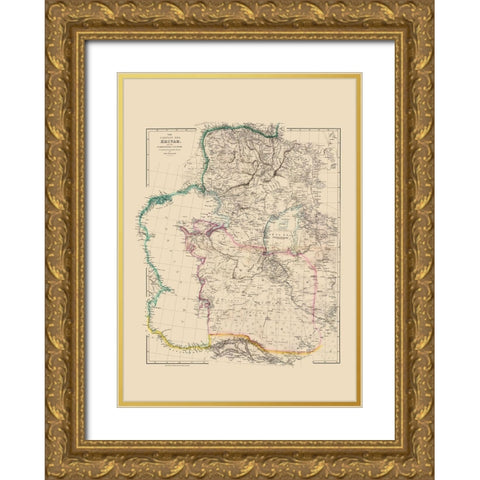 Caspian Sea Region Asia - Arrowsmith 1844 Gold Ornate Wood Framed Art Print with Double Matting by Arrowsmith