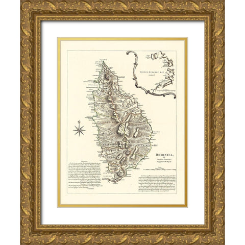 Caribbean Dominica - Sayer 1768 Gold Ornate Wood Framed Art Print with Double Matting by Sayer