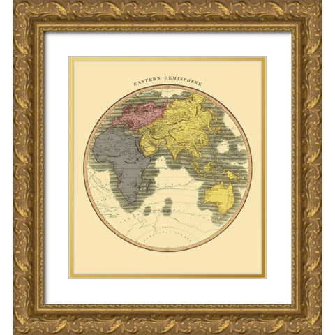 Eastern Hemisphere - Thomson 1814 Gold Ornate Wood Framed Art Print with Double Matting by Thomson