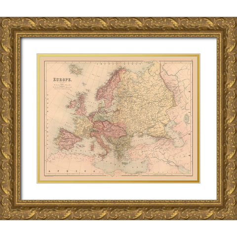 Europe - Black 1867 Gold Ornate Wood Framed Art Print with Double Matting by Black