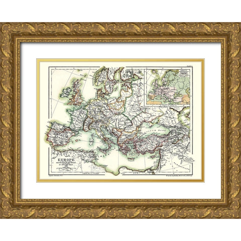Europe Otto the Great 962 - Poole 1902 Gold Ornate Wood Framed Art Print with Double Matting by Poole