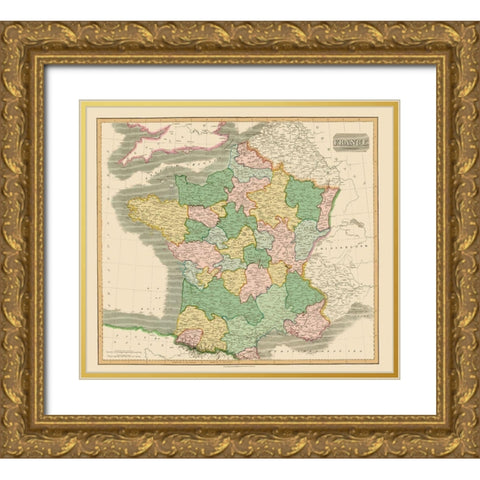 France - Thomson 1814 Gold Ornate Wood Framed Art Print with Double Matting by Thomson