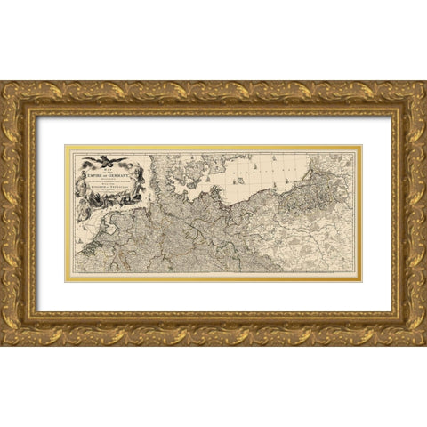 Upper Germany Empire - Delarochette 1782 Gold Ornate Wood Framed Art Print with Double Matting by Delarochette