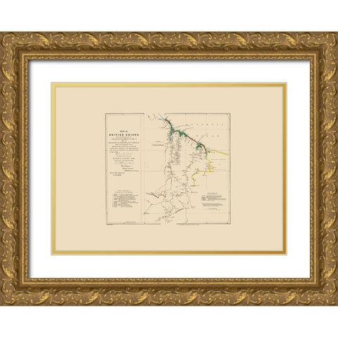 British Guiana South America - Arrowsmith 1844 Gold Ornate Wood Framed Art Print with Double Matting by Arrowsmith