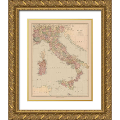 Italy - Black 1867 Gold Ornate Wood Framed Art Print with Double Matting by Black