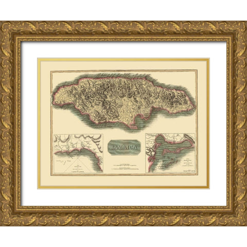Caribbean Jamaica - Thomson 1821 Gold Ornate Wood Framed Art Print with Double Matting by Thomson