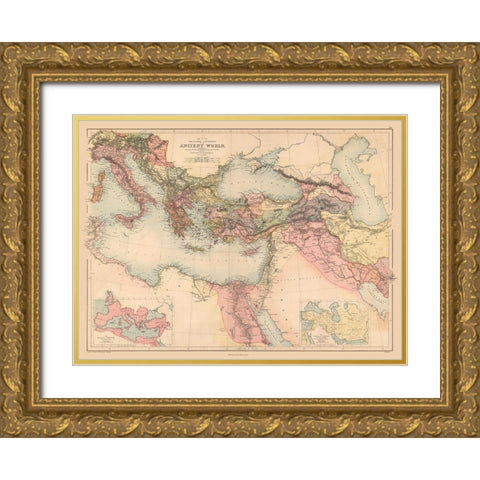 Ancient Egypt Carthage Persepolis Iran Gold Ornate Wood Framed Art Print with Double Matting by Black
