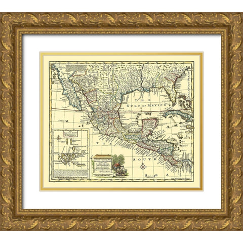 California New Mexico United States Mexico Gold Ornate Wood Framed Art Print with Double Matting by Bowen