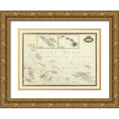 Oceania - Garnier 1860 Gold Ornate Wood Framed Art Print with Double Matting by Garnier