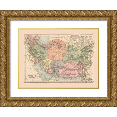 Middle East Persia Afghanistan - Black 1867 Gold Ornate Wood Framed Art Print with Double Matting by Black