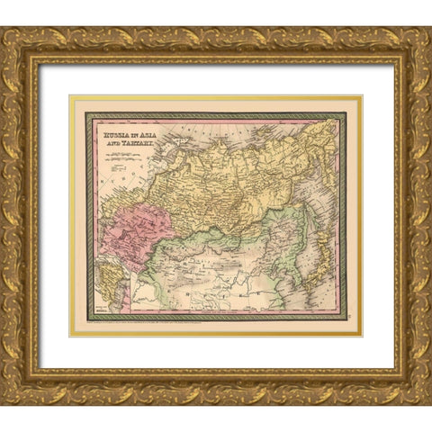 Asia Tartary Russia - Cowperthwait 1850 Gold Ornate Wood Framed Art Print with Double Matting by Cowperthwait