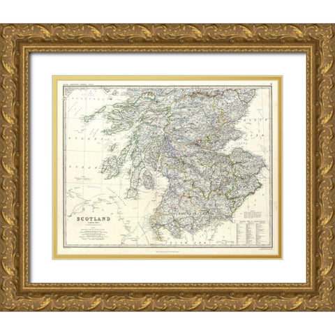Scotland - Southern Sheet - Johnston Gold Ornate Wood Framed Art Print with Double Matting by Johnston