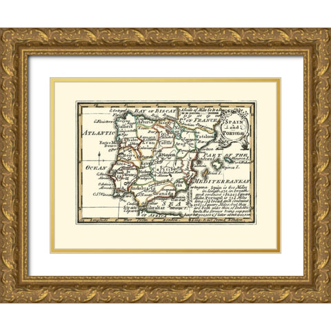 Spain Portugal - Gibson 1758 Gold Ornate Wood Framed Art Print with Double Matting by Gibson