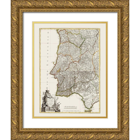 Spain Portugal - Lattre 1780 Gold Ornate Wood Framed Art Print with Double Matting by Lattre