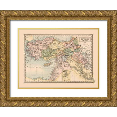 Asia Turkey - Black 1867 Gold Ornate Wood Framed Art Print with Double Matting by Black