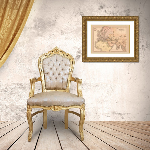 Ancient Europe Asia Africa - Black 1867 Gold Ornate Wood Framed Art Print with Double Matting by Black