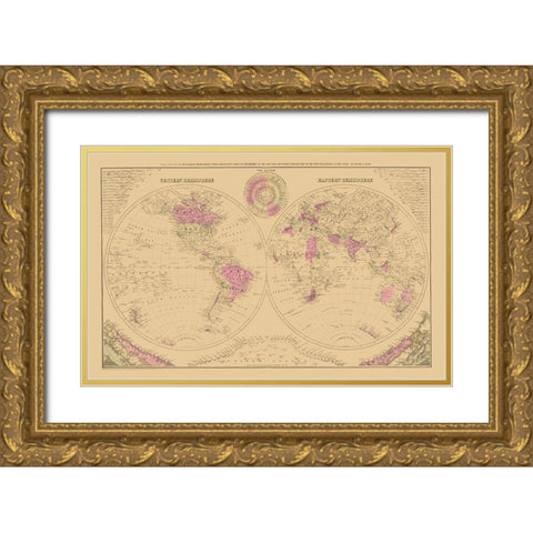 Western Eastern Hemisphere - Gray Gold Ornate Wood Framed Art Print with Double Matting by Gray