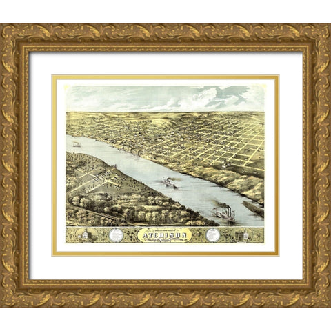 Atchison Kansas - Ruger 1869 Gold Ornate Wood Framed Art Print with Double Matting by Ruger