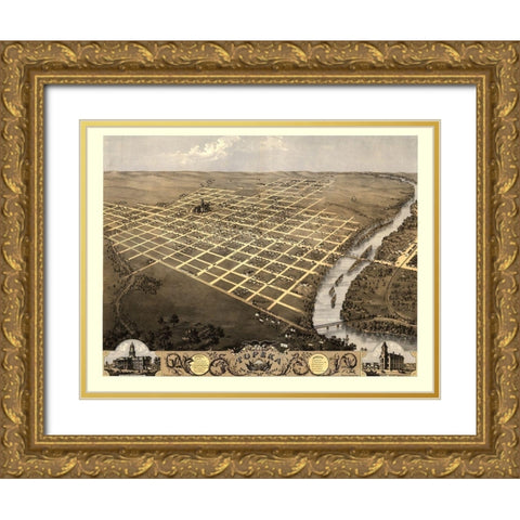 Topeka Kansas - Ruger 1869 Gold Ornate Wood Framed Art Print with Double Matting by Ruger