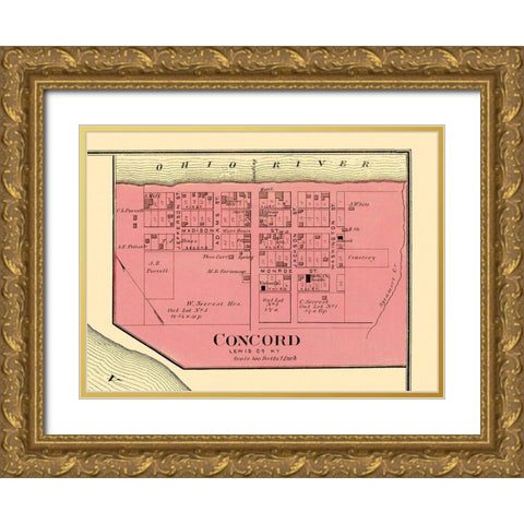 Concord Kentucky Landowner - Titus 1877 Gold Ornate Wood Framed Art Print with Double Matting by Titus