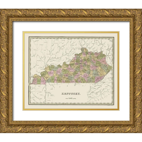 Kentucky - Putnam 1838 Gold Ornate Wood Framed Art Print with Double Matting by Putnam