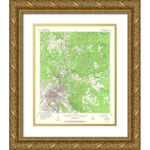 Alexandria Louisiana Quad - USGS 1957 Gold Ornate Wood Framed Art Print with Double Matting by USGS