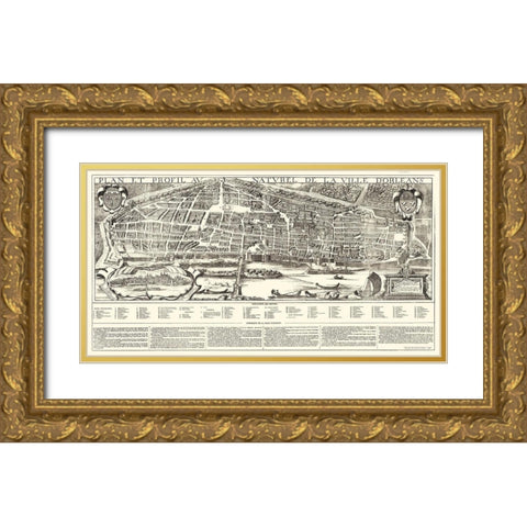Orleans City Planning France - Jacob 1849 Gold Ornate Wood Framed Art Print with Double Matting by Jacob