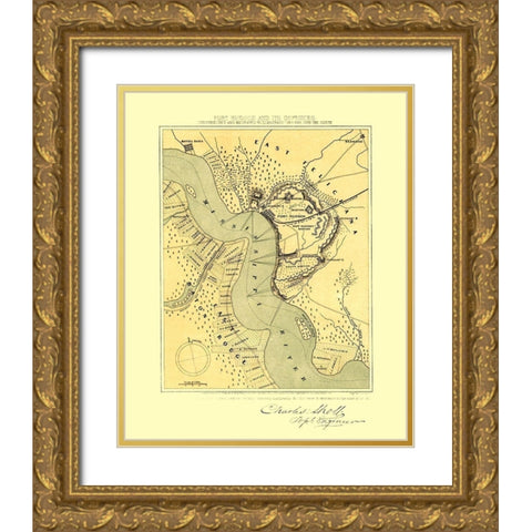 Port Hudson Louisiana - Sholl 1863 Gold Ornate Wood Framed Art Print with Double Matting by Sholl